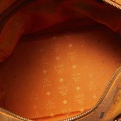 MCM Cognac Visetos Coated Canvas Large Heritage Boston Bag