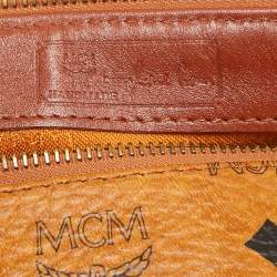 MCM Cognac Visetos Coated Canvas Large Heritage Boston Bag