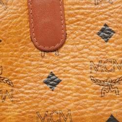 MCM Cognac Visetos Coated Canvas Kisslock Frame French Wallet