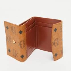 MCM Cognac Visetos Coated Canvas Trifold Compact Wallet