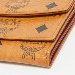 MCM Cognac Visetos Coated Canvas Trifold Compact Wallet