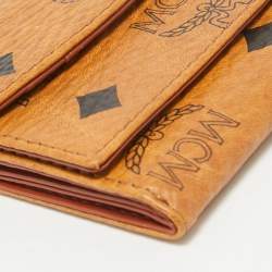 MCM Cognac Visetos Coated Canvas Trifold Compact Wallet