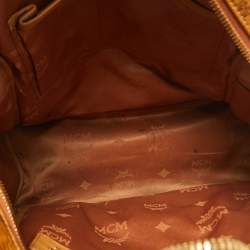 MCM Cognac Visetos Coated Canvas Medium Studded Stark Backpack