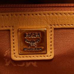 MCM Cognac Visetos Coated Canvas Medium Studded Stark Backpack
