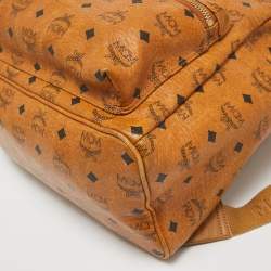 MCM Cognac Visetos Coated Canvas Medium Studded Stark Backpack