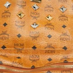 MCM Cognac Visetos Coated Canvas Medium Studded Stark Backpack