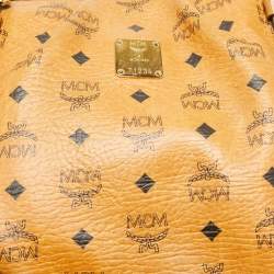 MCM Cognac Visetos Coated Canvas and Leather Zip Tote