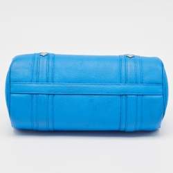 MCM Blue Leather Studded Heritage Barrel Bag