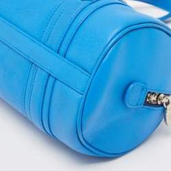 MCM Blue Leather Studded Heritage Barrel Bag