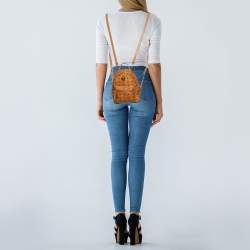 MCM Tan Visetos Coated Canvas and Leather Mini Stark Bebe Boo Backpack