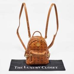 MCM Tan Visetos Coated Canvas and Leather Mini Stark Bebe Boo Backpack