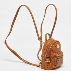 MCM Tan Visetos Coated Canvas and Leather Mini Stark Bebe Boo Backpack