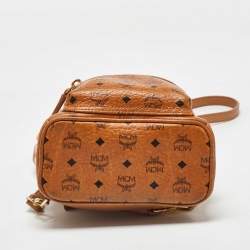 MCM Tan Visetos Coated Canvas and Leather Mini Stark Bebe Boo Backpack