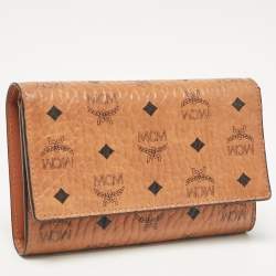 MCM Cognac Visetos Coated Canvas Trifold Wallet