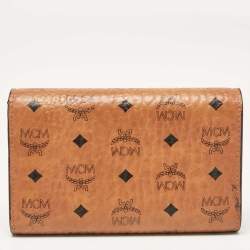 MCM Cognac Visetos Coated Canvas Trifold Wallet