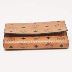 MCM Cognac Visetos Coated Canvas Trifold Wallet
