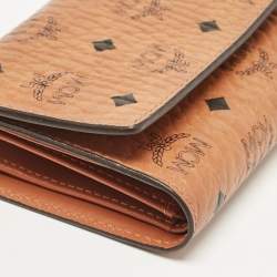 MCM Cognac Visetos Coated Canvas Trifold Wallet