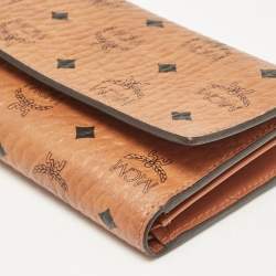 MCM Cognac Visetos Coated Canvas Trifold Wallet