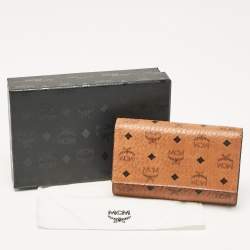 MCM Cognac Visetos Coated Canvas Trifold Wallet
