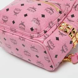 MCM Pink Visetos Coated Canvas and Leather Mini Studded Stark Bebe Boo Backpack