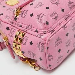 MCM Pink Visetos Coated Canvas and Leather Mini Studded Stark Bebe Boo Backpack