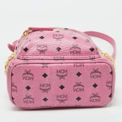 MCM Pink Visetos Coated Canvas and Leather Mini Studded Stark Bebe Boo Backpack