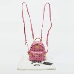 MCM Pink Visetos Coated Canvas and Leather Mini Studded Stark Bebe Boo Backpack