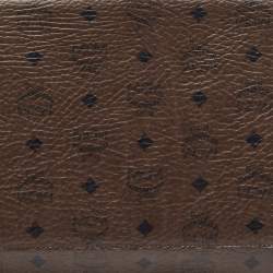 MCM Dark Brown Visetos Coated Canvas and Leather Envelope Clutch
