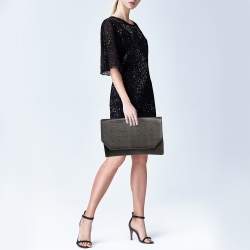 MCM Dark Brown Visetos Coated Canvas and Leather Envelope Clutch