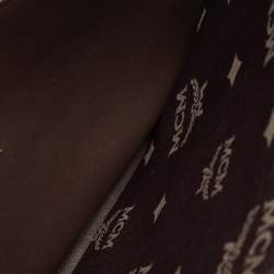 MCM Dark Brown Visetos Coated Canvas and Leather Envelope Clutch