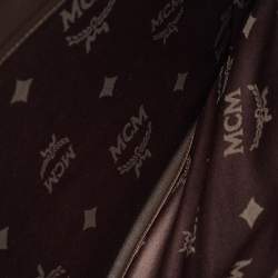 MCM Dark Brown Visetos Coated Canvas and Leather Envelope Clutch