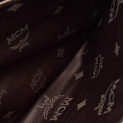 MCM Dark Brown Visetos Coated Canvas and Leather Envelope Clutch