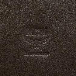MCM Dark Brown Visetos Coated Canvas and Leather Envelope Clutch