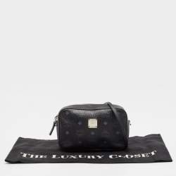 MCM Black Visetos Coated Canvas and Leather Camera Crossbody Bag