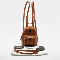 MCM Cognac Visetos Coated Canvas and Leather Mini Stark Bebe Boo Backpack