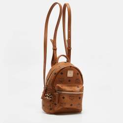 MCM Cognac Visetos Coated Canvas and Leather Mini Stark Bebe Boo Backpack