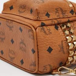 MCM Cognac Visetos Coated Canvas and Leather Mini Stark Bebe Boo Backpack