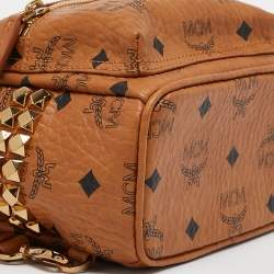 MCM Cognac Visetos Coated Canvas and Leather Mini Stark Bebe Boo Backpack