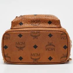 MCM Cognac Visetos Coated Canvas and Leather Mini Stark Bebe Boo Backpack
