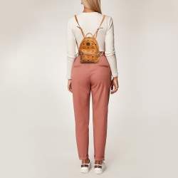 MCM Cognac Visetos Coated Canvas and Leather Mini Stark Bebe Boo Backpack