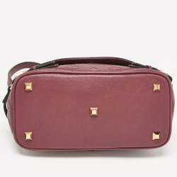 MCM Burgundy Embossed Leather Flap Top Handle Bag 