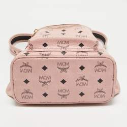 MCM Pink Visetos Coated Canvas Mini Side Studs Stark Backpack