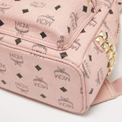 MCM Pink Visetos Coated Canvas Mini Side Studs Stark Backpack