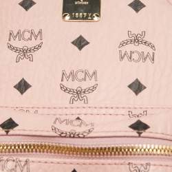 MCM Pink Visetos Coated Canvas Mini Side Studs Stark Backpack