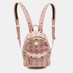 MCM Pink Visetos Coated Canvas Mini Side Studs Stark Backpack