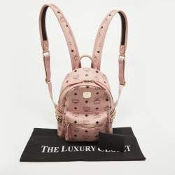 MCM Pink Visetos Coated Canvas Mini Side Studs Stark Backpack