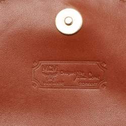 MCM Cognac Visetos Coated Canvas and Leather Messenger Flap Bag