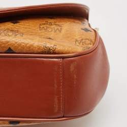MCM Cognac Visetos Coated Canvas and Leather Messenger Flap Bag