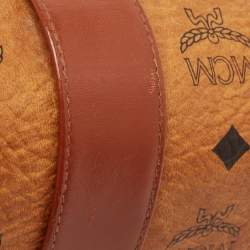 MCM Cognac Visetos Coated Canvas and Leather Messenger Flap Bag