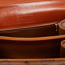 MCM Cognac Visetos Coated Canvas Heritage Top Handle Bag